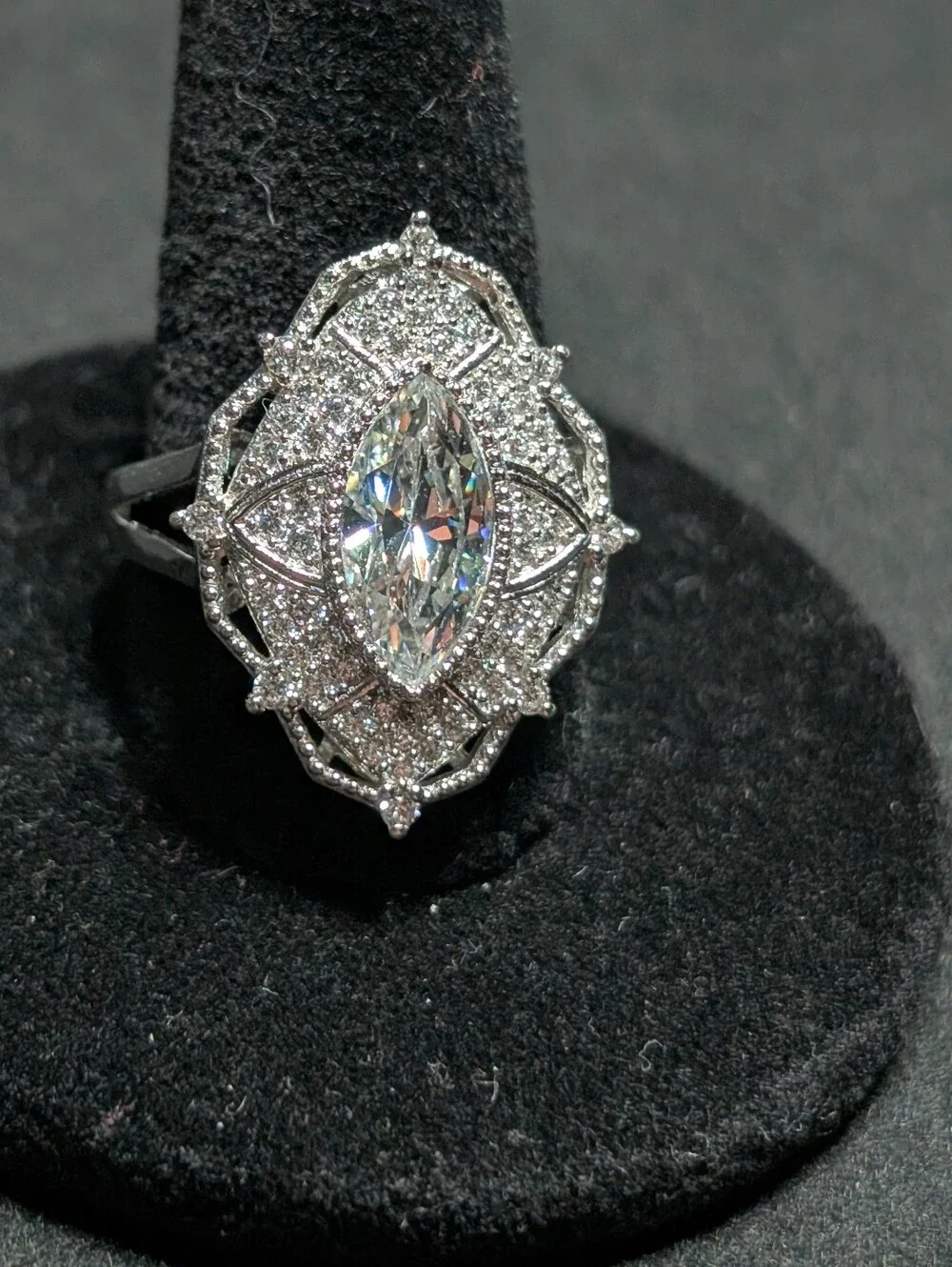 Art Deco Sterling Silver CZ Ring